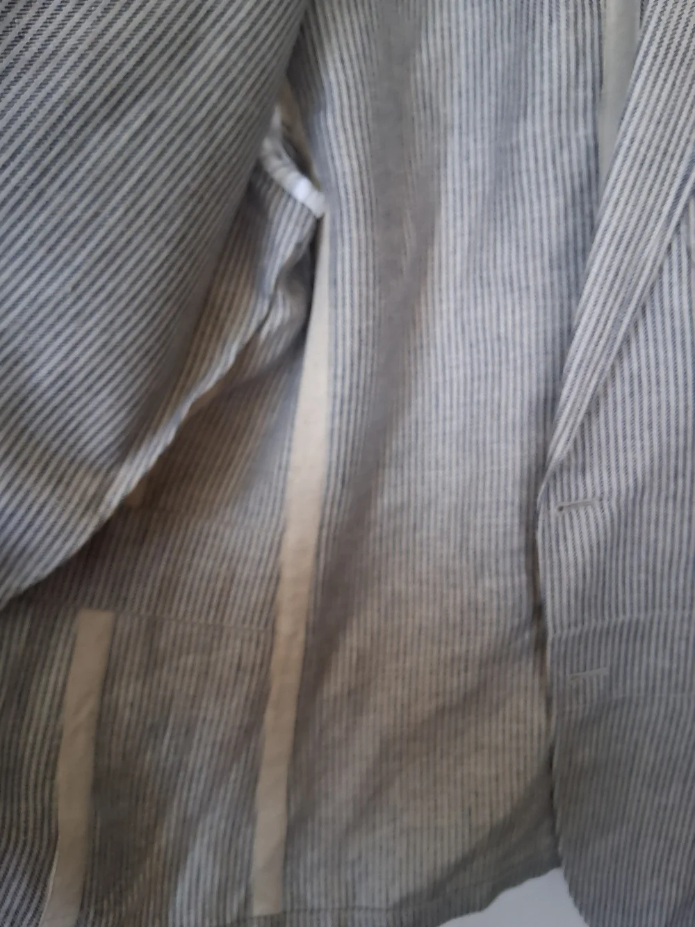 Banana Republic Light Gray and White Striped Blazer
